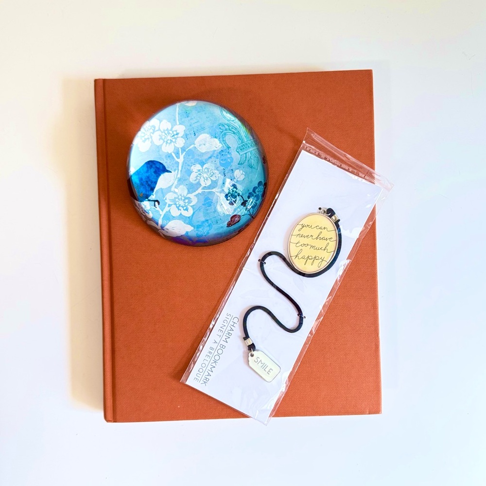 Pier 1 Imports Blue Paperweight and Charm Book Mark